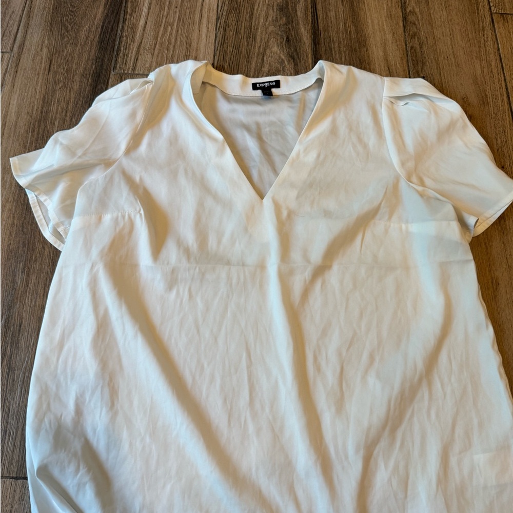 Express White V-Neck Blouse